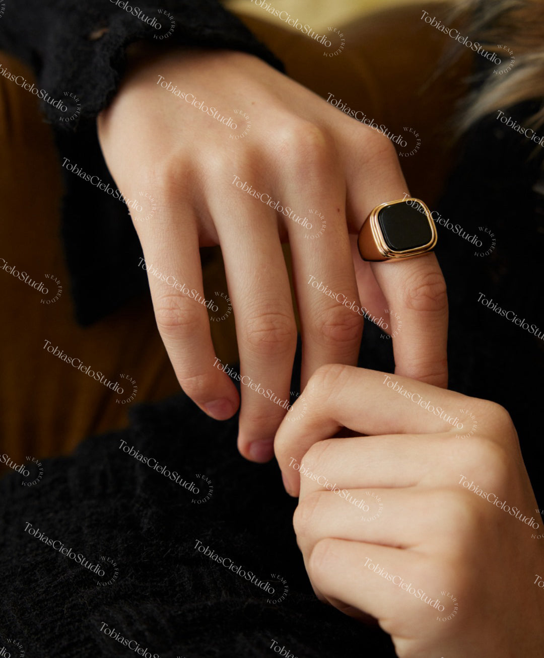 "The Odyssey' S925 Sterling Silver Ring with Black Onyx