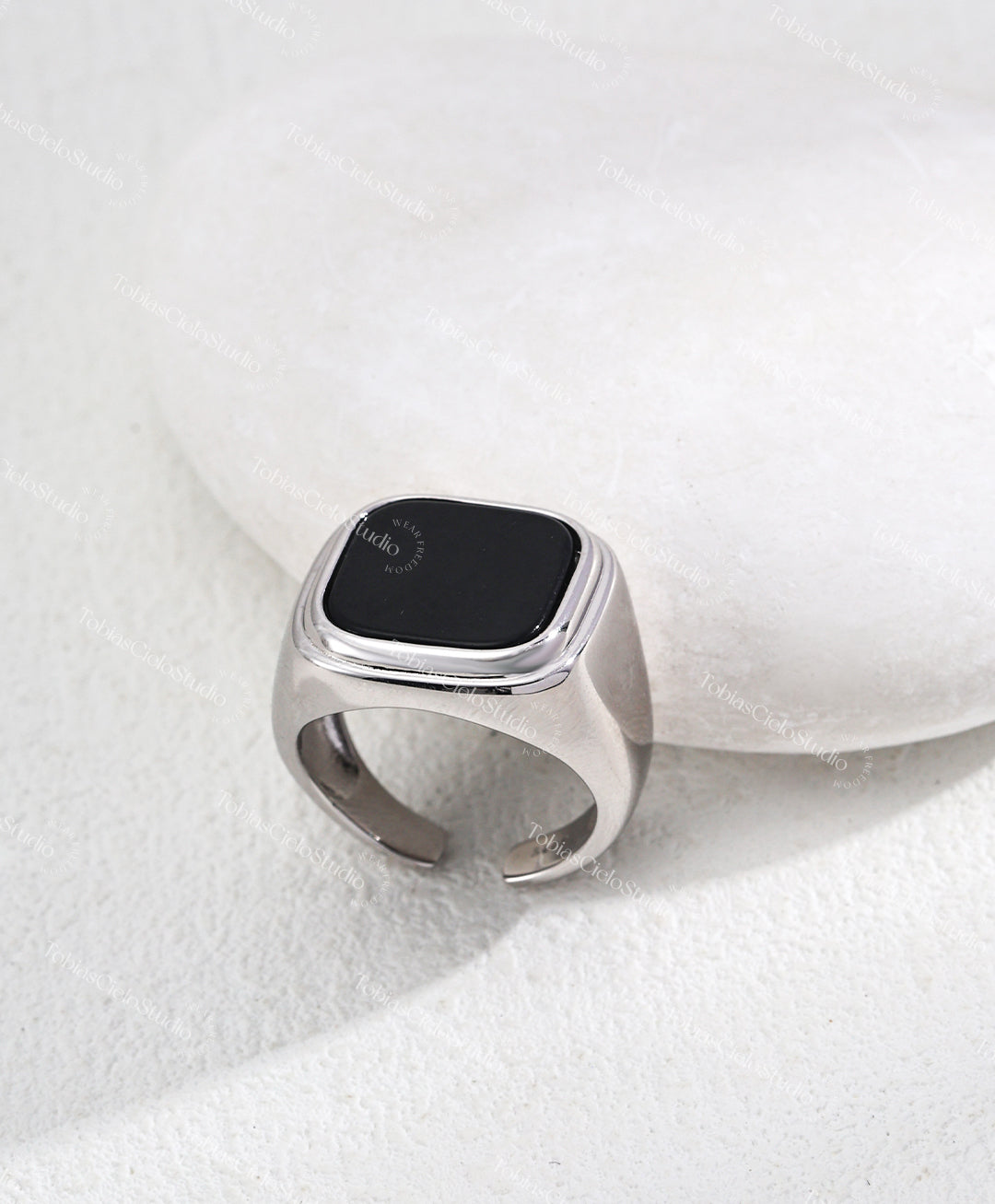 "The Odyssey' S925 Sterling Silver Ring with Black Onyx