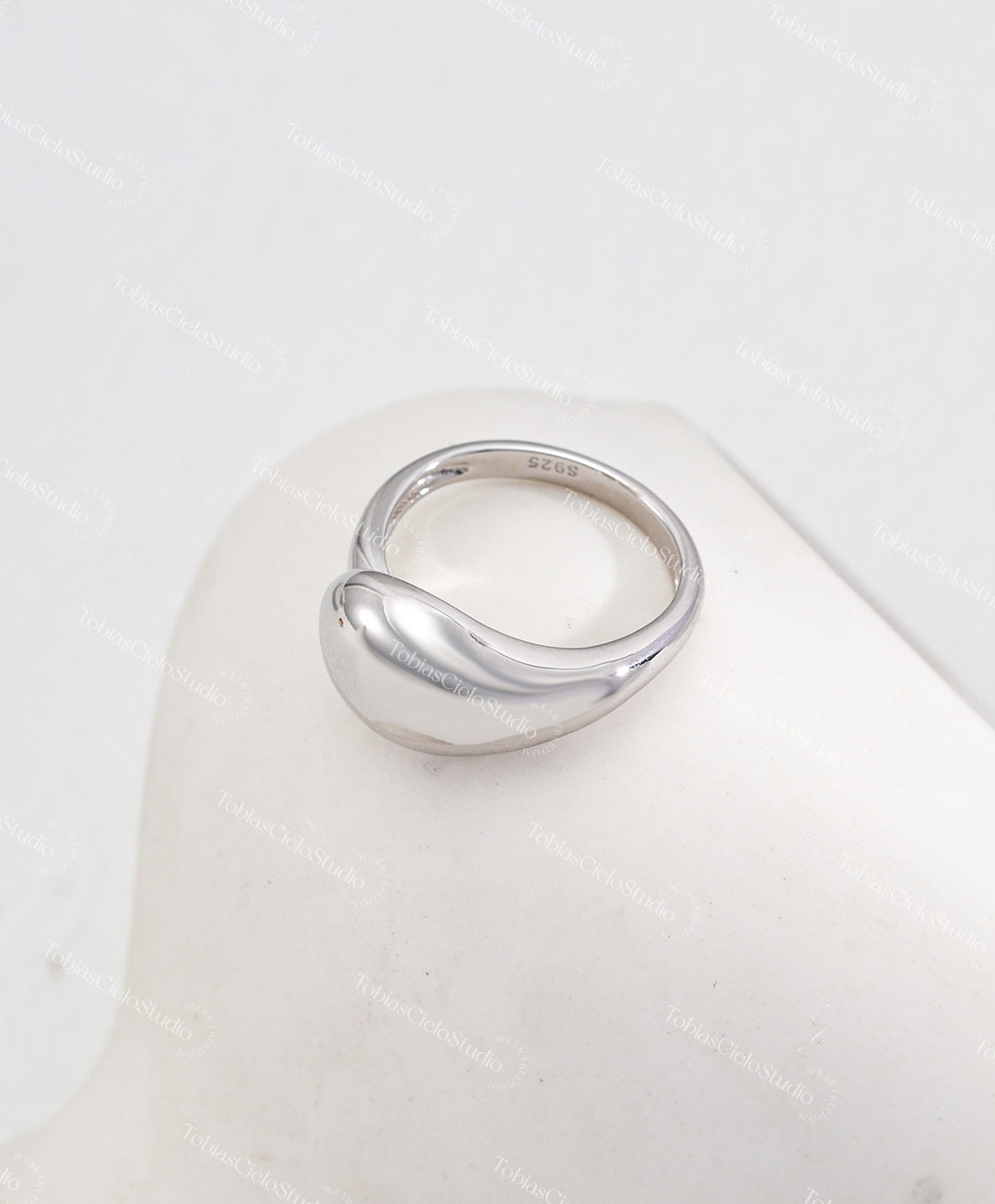 "Luna Tear" S925 Sterling Silver Drop style Ring