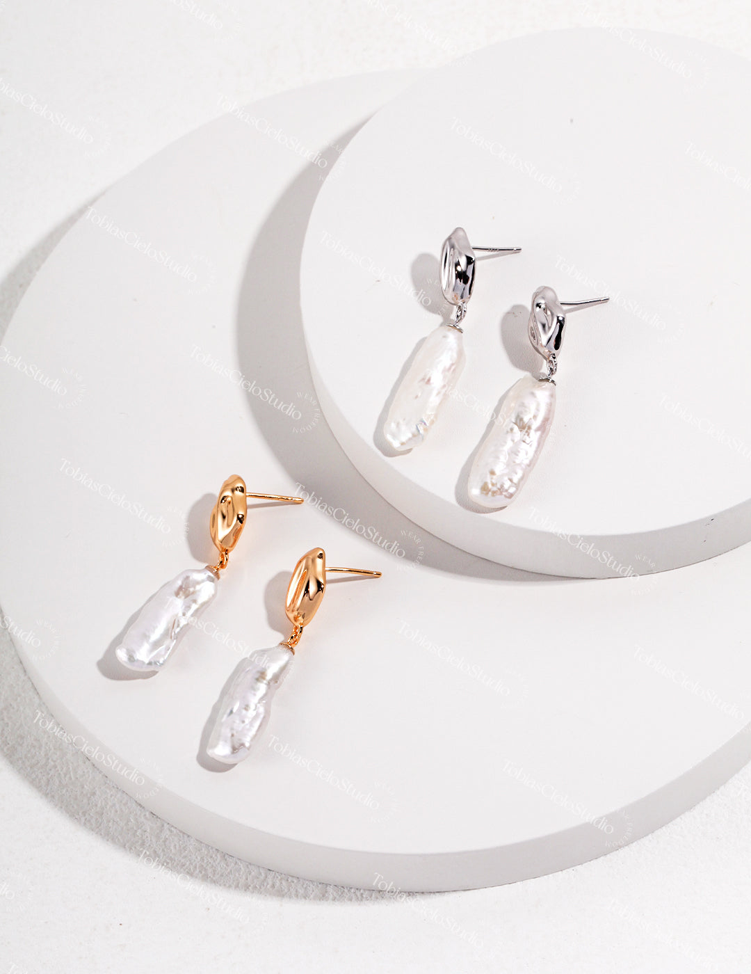 "Svanhild" S925 Sterling Silver Earring with Baroque Style Pearl Drop