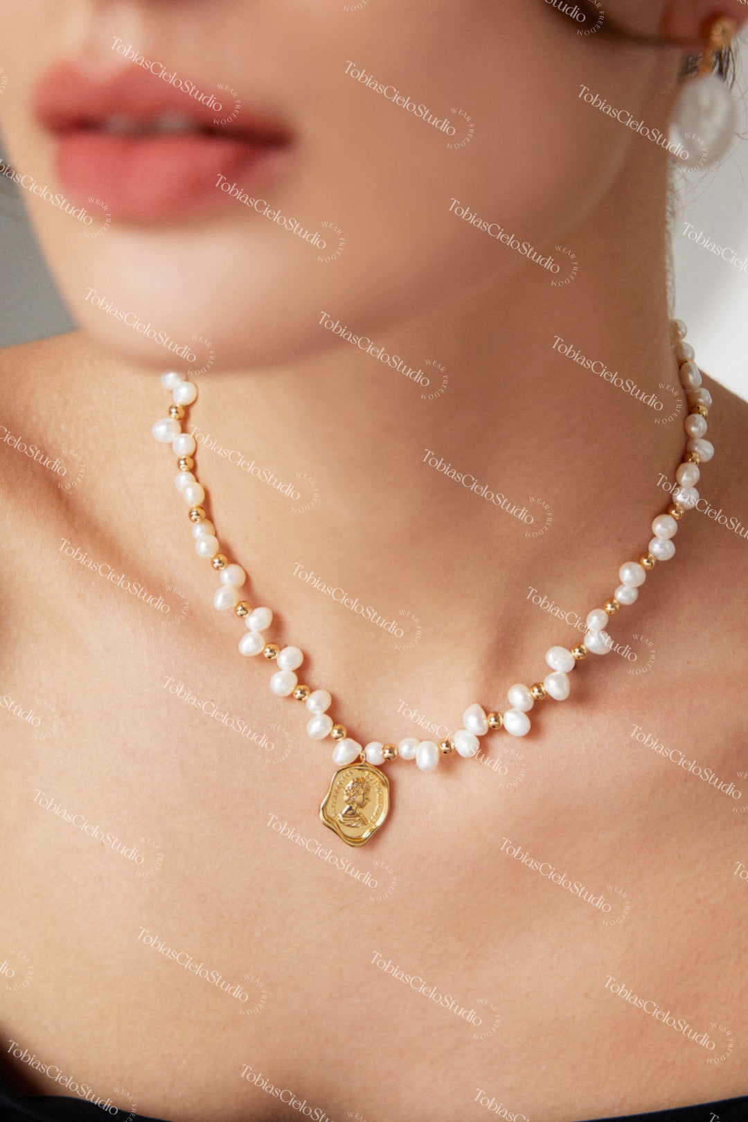 "Elizabeth" S925 Sterling Silver + Natural Pearl Necklace