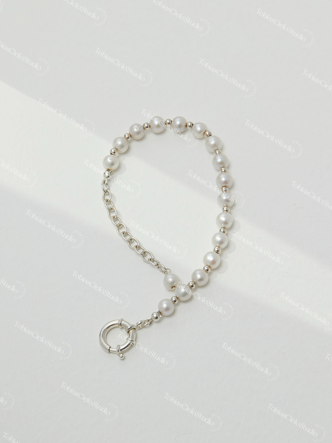 "Thalassa’s Whisper" S925 Sterling Silver Reimagined Design Bracelet with Pearls