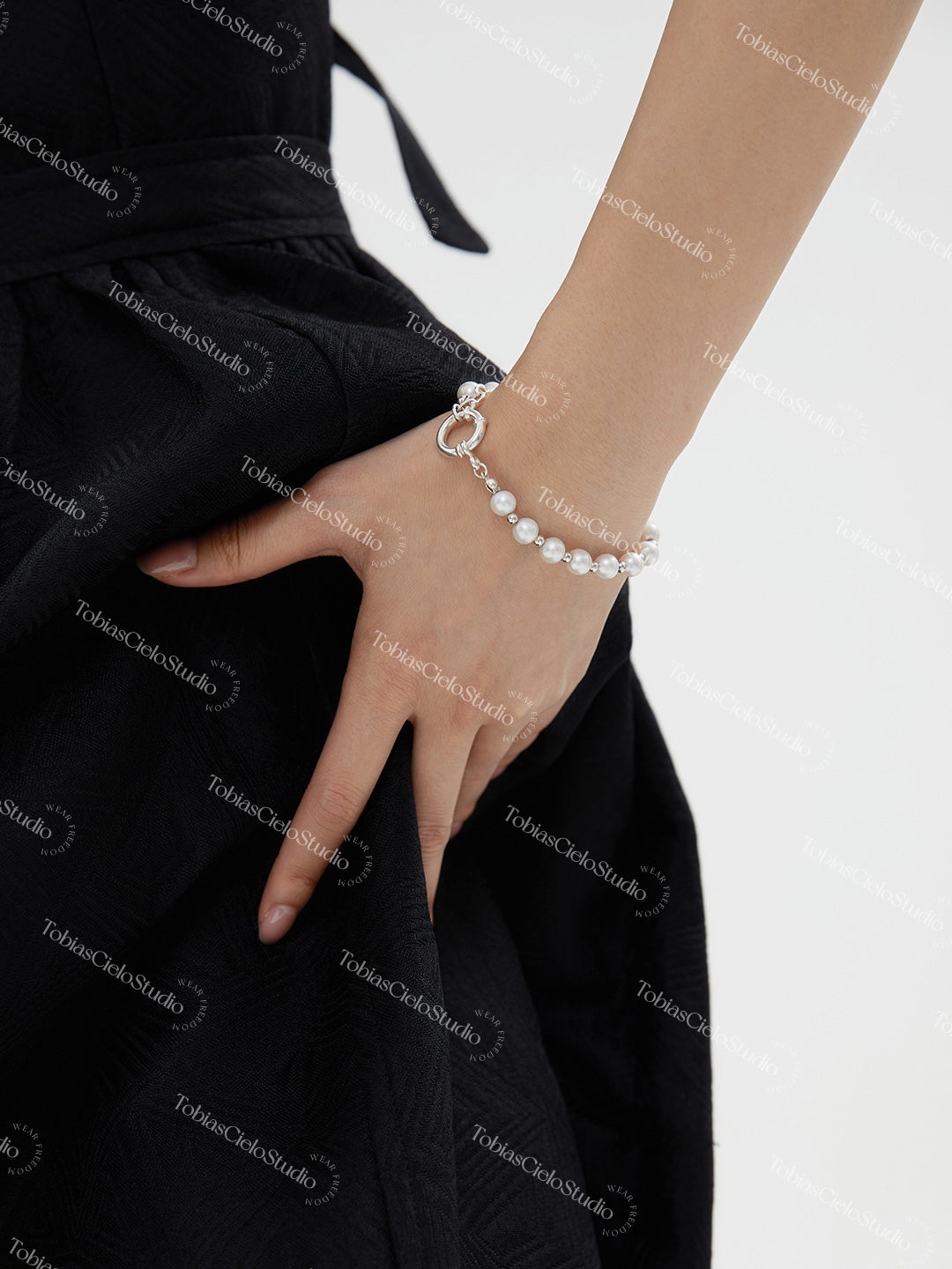 "Thalassa’s Whisper" S925 Sterling Silver Reimagined Design Bracelet with Pearls