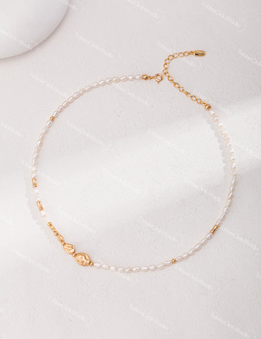 "Taweret’s Tessellation" S925 Sterling Silver Necklace in Astroid Design with Pearls