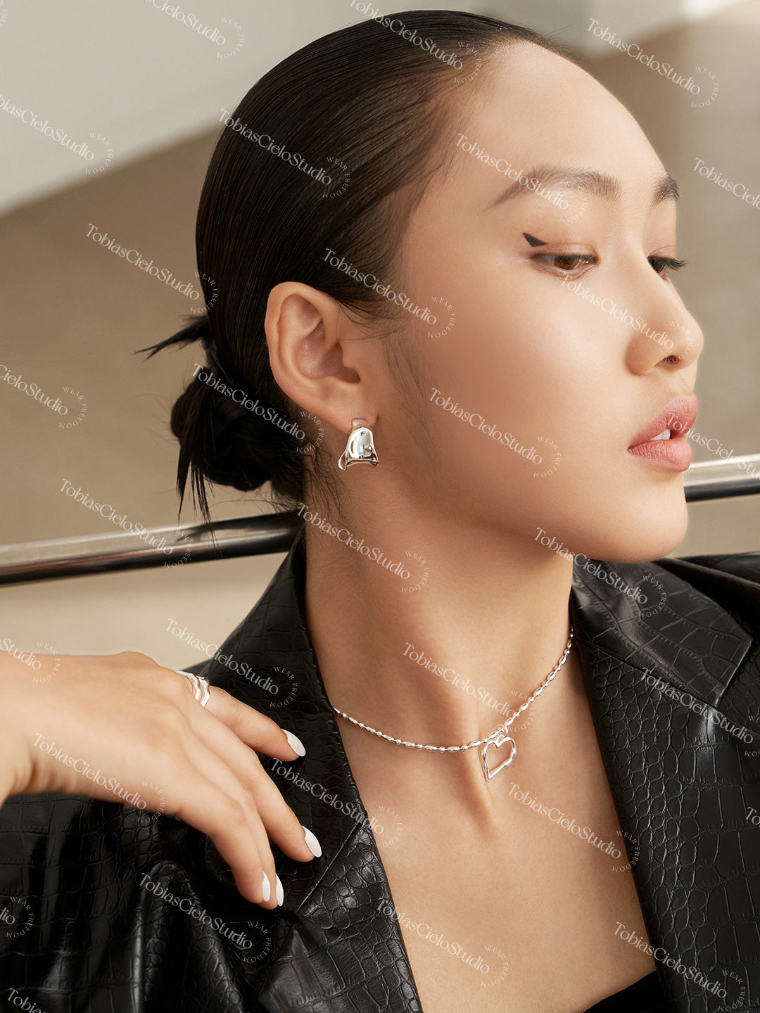 "The Styx" S925 Sterling Silver Earring with Elegant Textured Design