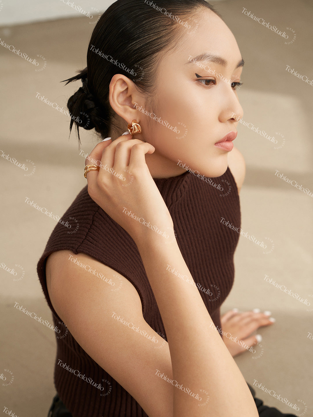 "The Styx" S925 Sterling Silver Earring with Elegant Textured Design