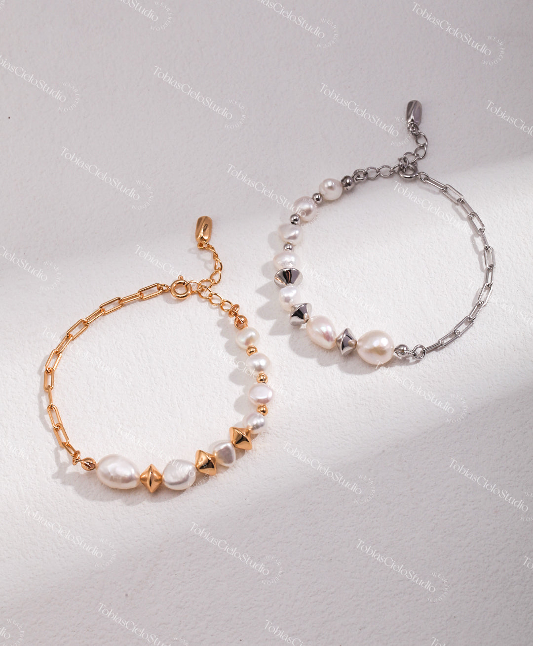 S925 Sterling Silver Baroque Style Bracelet with Ombré-Sized Baroque Pearls