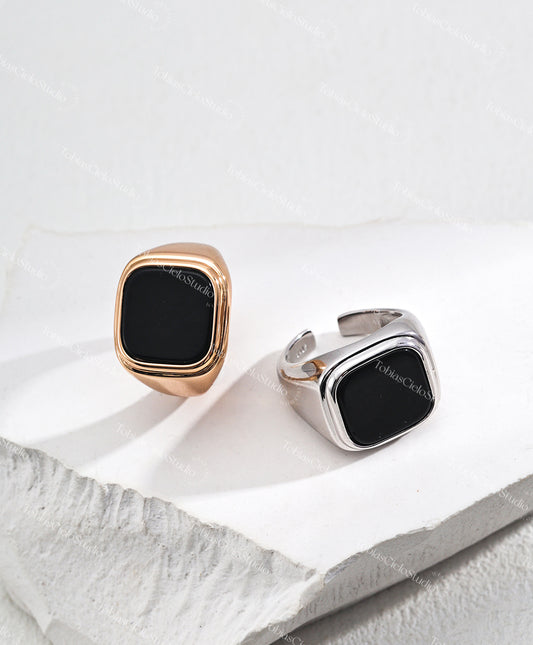 "The Odyssey' S925 Sterling Silver Ring with Black Onyx