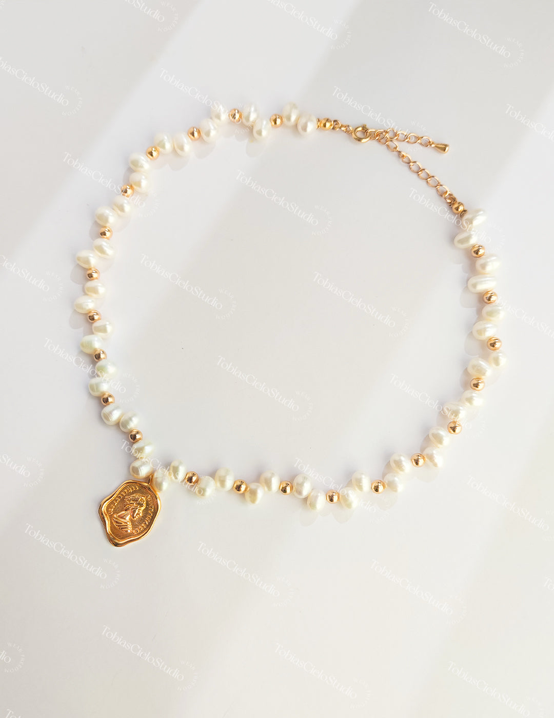 S925 Sterling Silver + Natural Pearl Necklace "Elizabeth"